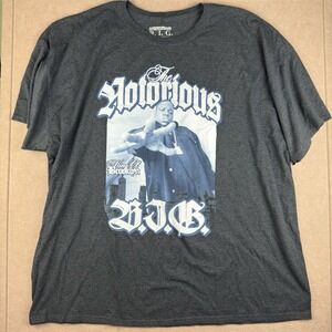 Notorious BIG Shirt Men 3X Gray King of Brooklyn Rap Graphic Tee‎ Hip Hop Music